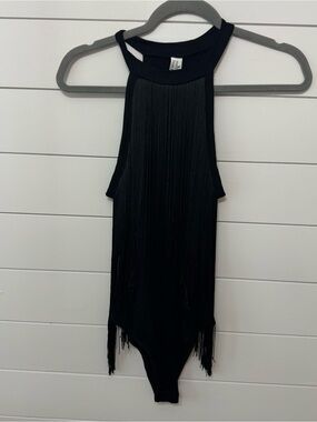 the Verdusa Women's Western Fringe Trim Sleeveless Bodycon Halter Bodysuit Top.